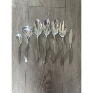 Gorham Spanish Scroll Stainless Serving Spoons Ladle Cold Meat Fork Lot Of 7